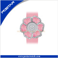 Relógio de pulso de aço inoxidável de luxo de alta qualidade mais recente de alta qualidade com esmalte rosa